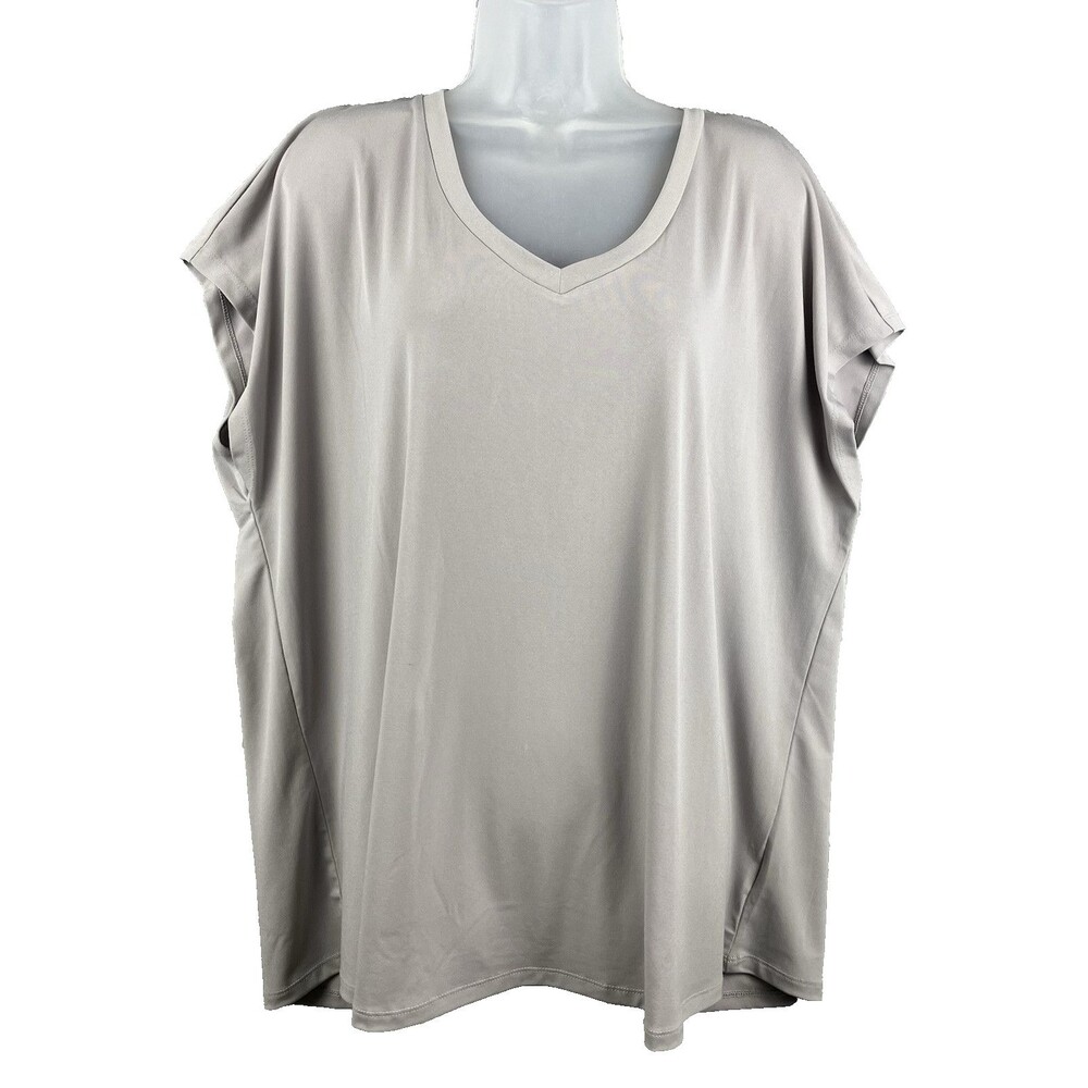 Torrid Sleeveless V Neck Top Tunic Womens Sz 2 Gray Flowy Staple Capsule Stretch